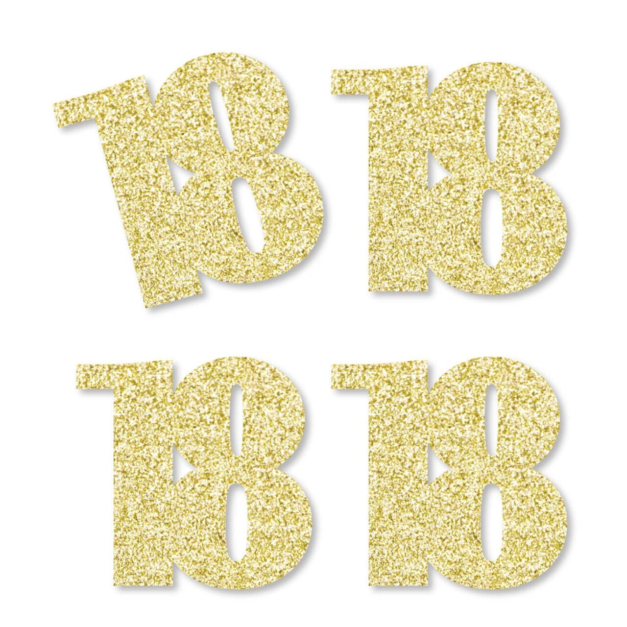 Big Dot of Happiness Gold Glitter 18 - No-Mess Real Gold Glitter Cut-Out Numbers - 18th Birthday Party Confetti - Set of 24